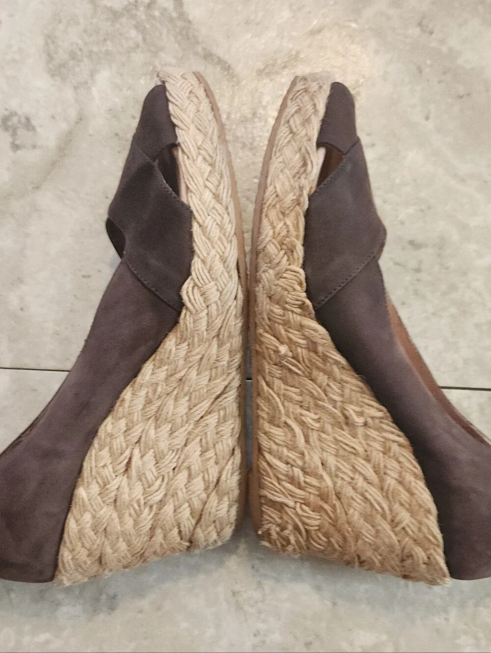 Michael Kors Brown Leather suede & Insole braided wedge heel sandal